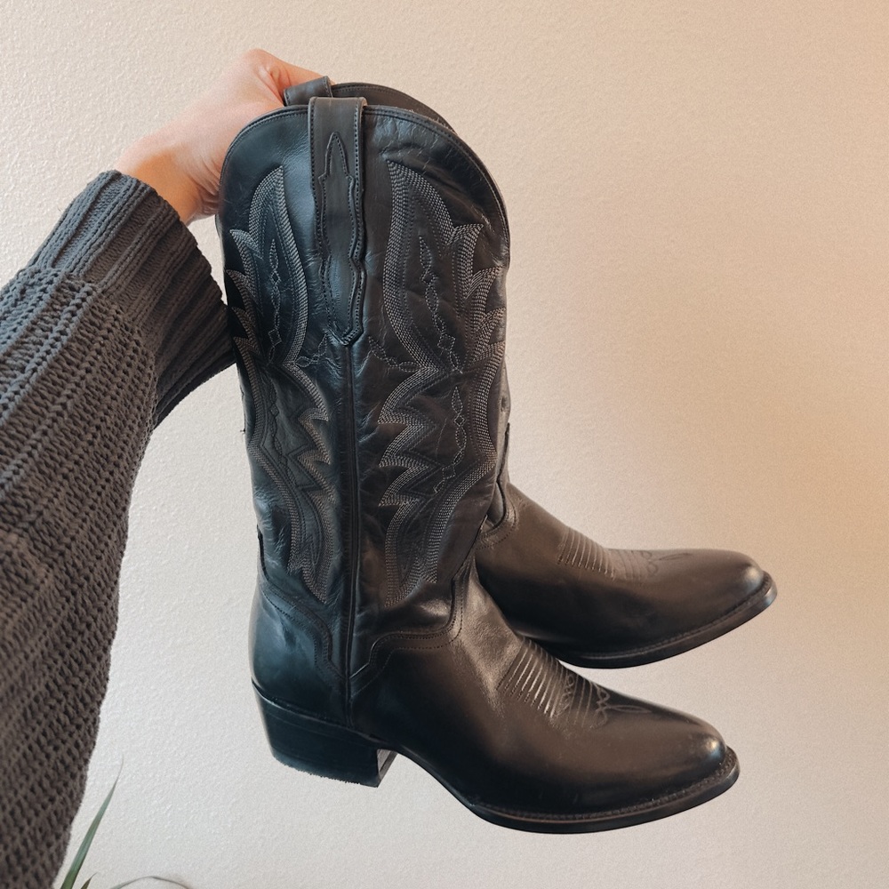 Eldorado Genuine Leather Black Western Boots Handmade